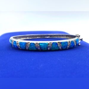 Sterling Silver CZ & Opal Bracelet